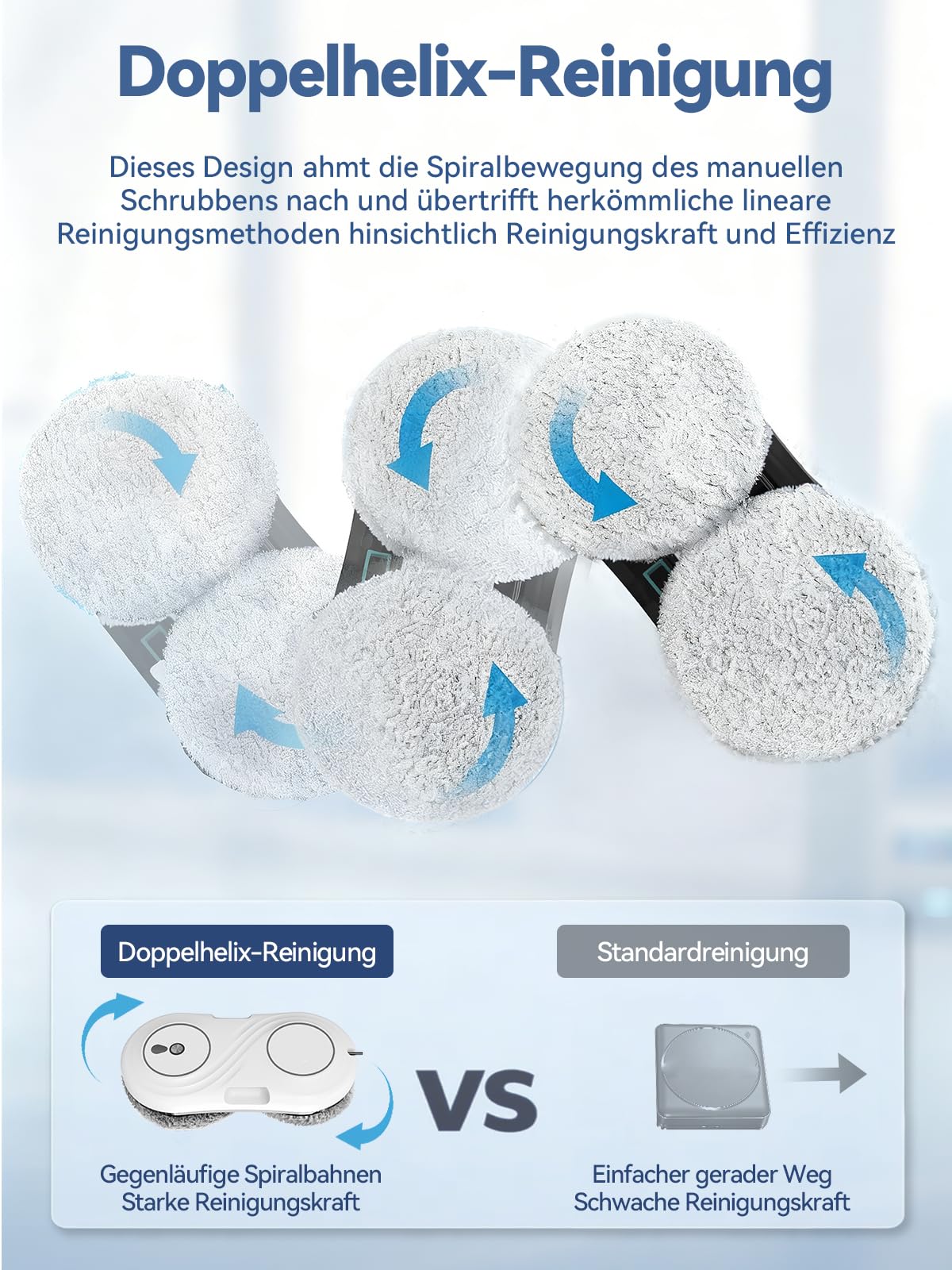 Fensterputzroboter mit Turbinenmotor, 7000 Pa Saugkraft Elektrischer Fensterroboter, ultradünn 63 mm, Doppelhelix-Reinigung, Randenerkennung, 3 Reinigungsmodi, Window Cleaning Robot