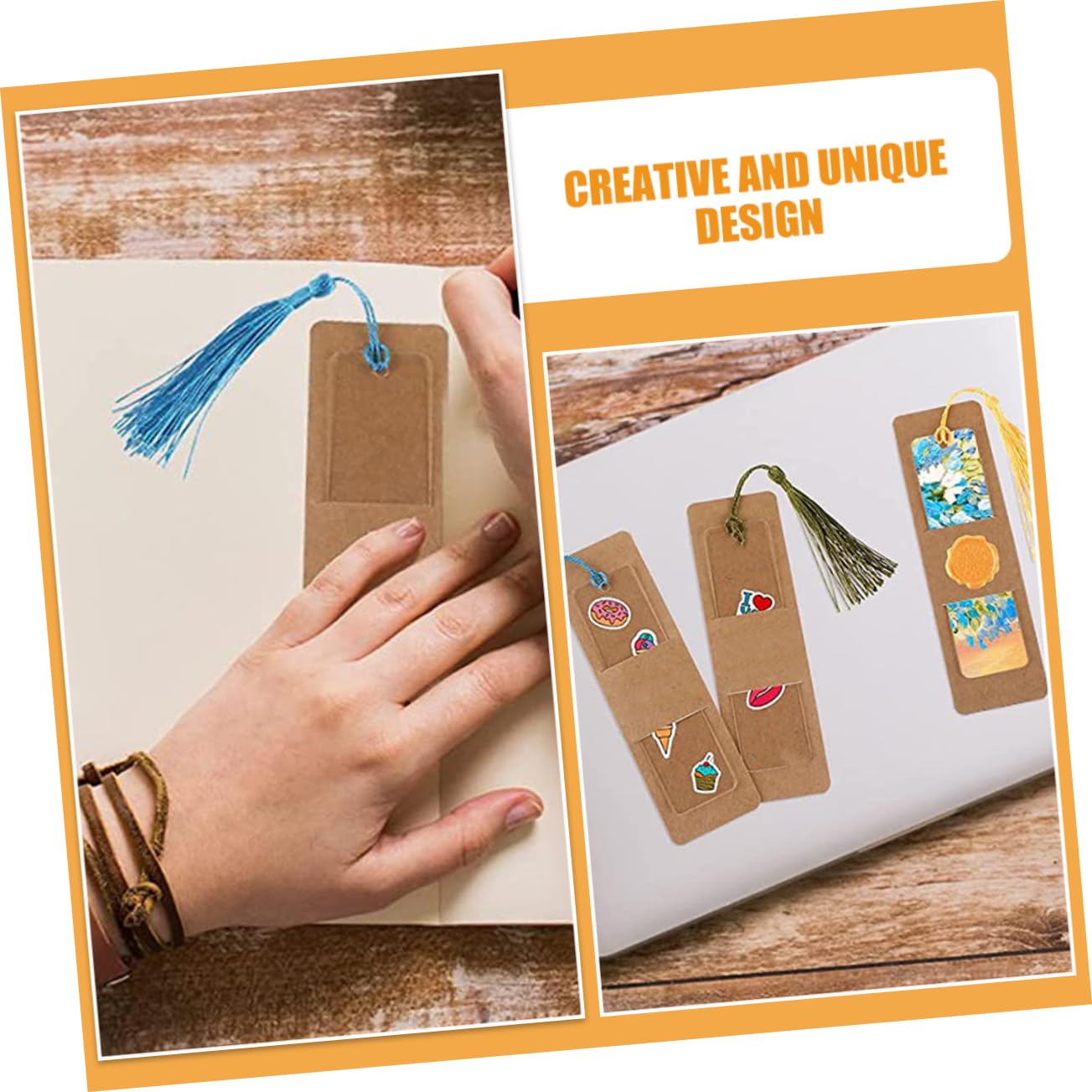 HOMSFOU 150 Set Set Di Segnalibri Spazi Vuoti Marcatore Marcatori Per Segnalibri Unici Segnalibro Delicato Segnalibro Con Nappa Segnapagina Del Libro Simpatici Carta Kraft