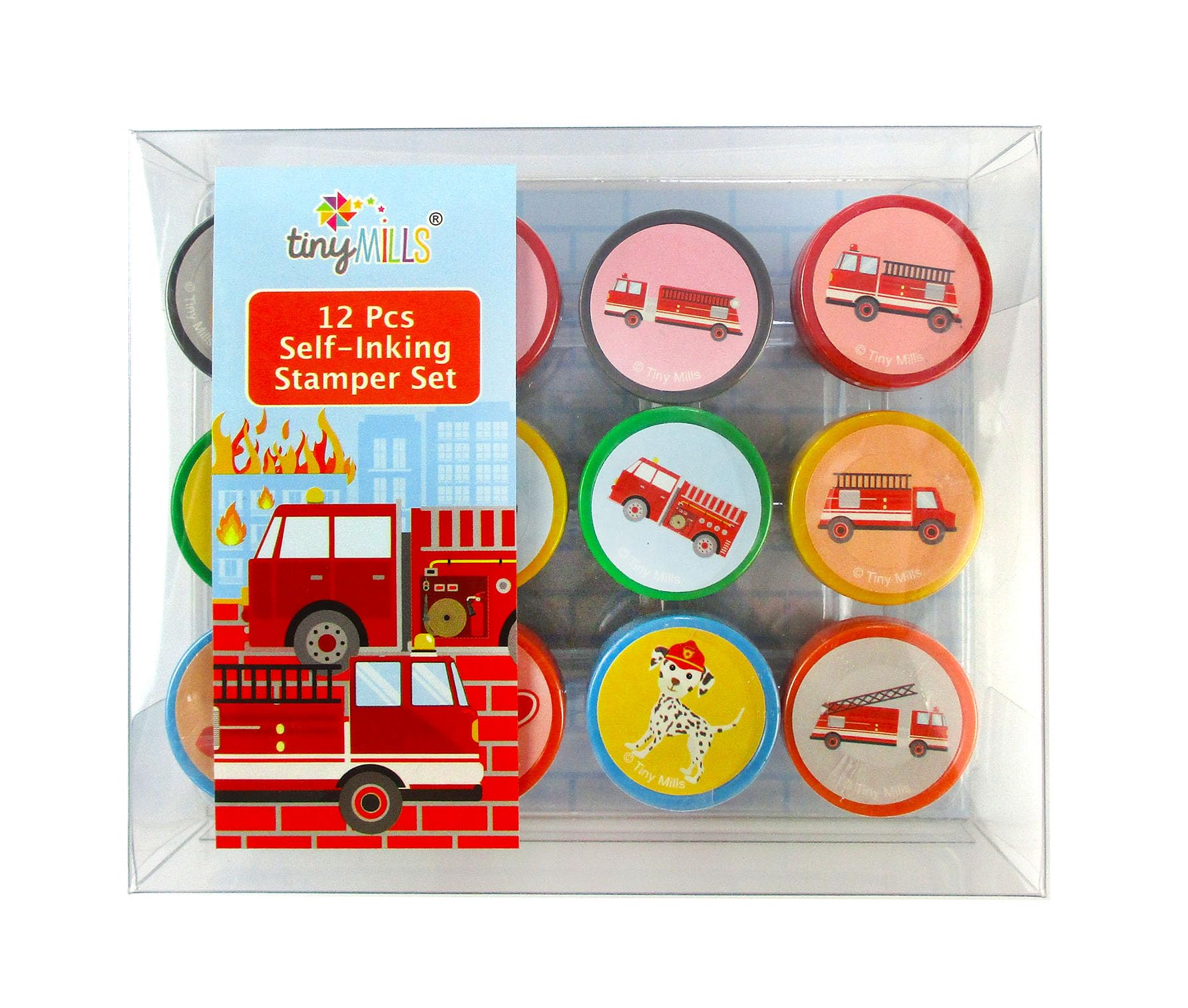 TINYMILLS 12 Pcs Fire Truck Firefighter Stamp Kit for Kids...