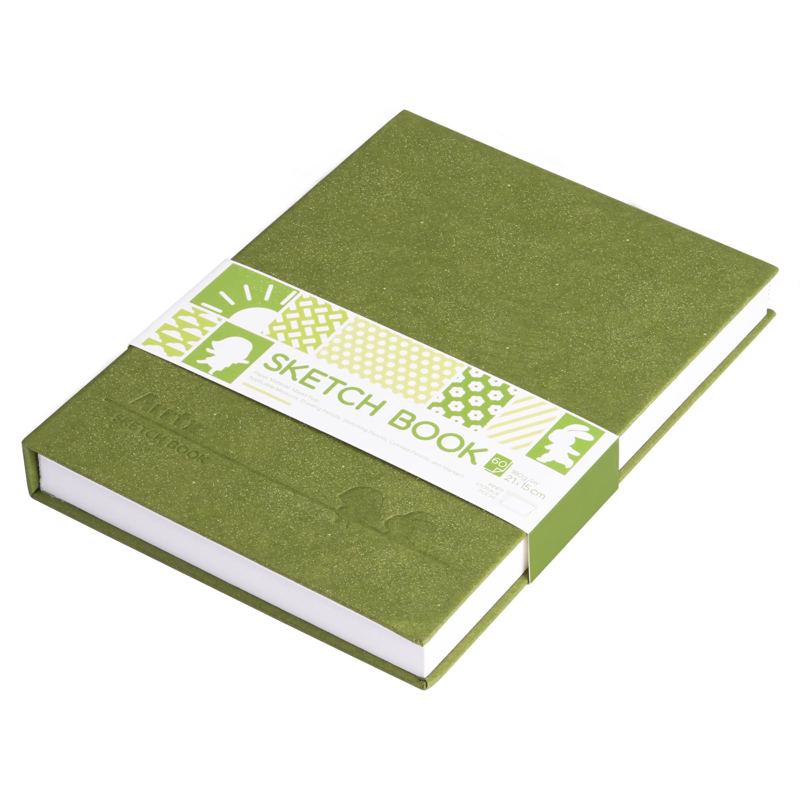Arrtx - Quaderno per schizzi, formato A5 (21,6 * 15,5 cm) 60 fogli/120 pagine 180 g/m²/90 lb, quaderno per artisti con copertina rigida, carta per disegno resistente senza acidi per inchiostro, penna