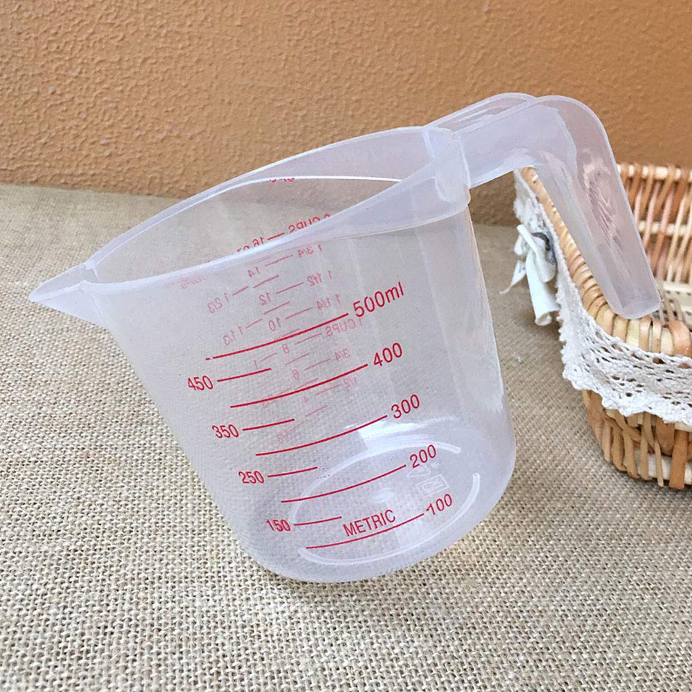 BOVER BEAUTY Measuring Jug 500ml Plastic Measuring Cup with Scale Handle Transparent