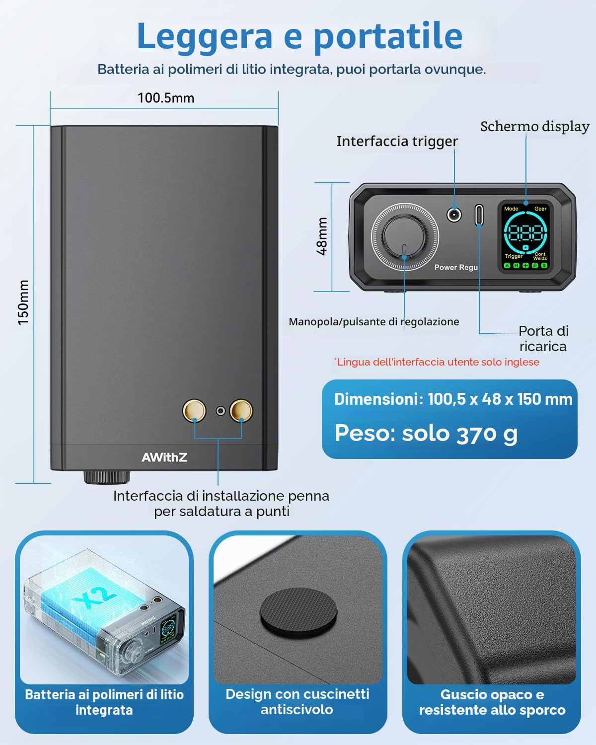 Saldatrice a Punti, AWithZ 9000W Saldatrice a Punti per Batteria UK1,funzionamento con manopola rotante,99 marce, azionamento a pedale, saldatrice a punti da 0,1-0,3mm per fai da te