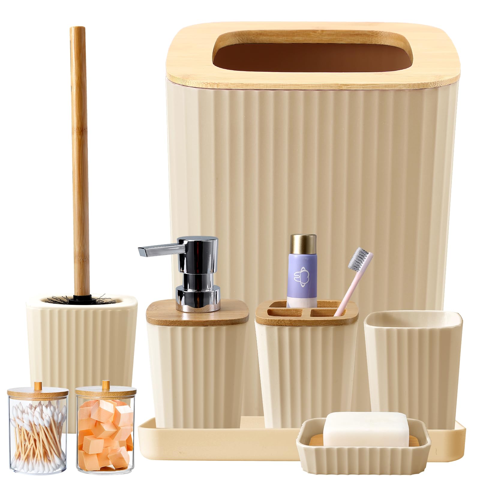 Badkameraccessoireset, 4-delige badkameraccessoireset, lotion-zeepdispenser, zeepbakje, tandenborstelhouder, tandenborstelbeker, badkamerorganizer voor moderne badkamer (zwart