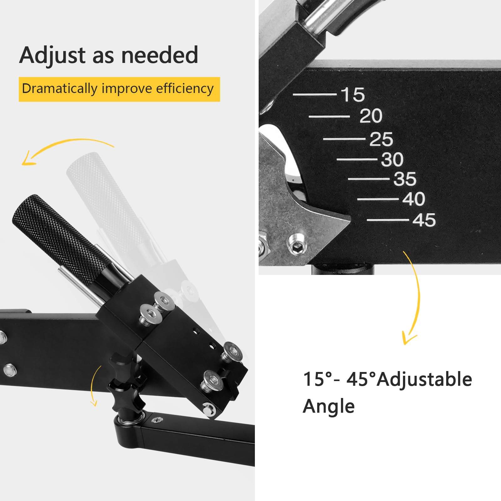 Afilador de cuchillas para cortacésped ajustable de 15° a 45° con mango de fabricación de rodamientos de bolas para cuchillas de mano derecha e izquierda – Kit de herramientas de soporte