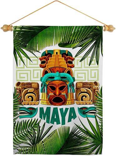 Ornament Collection Maya Garden Flag Set Wood Dowel Regional Mexico United Mexican States Country Particular Area House Decoration Banner Small Yard