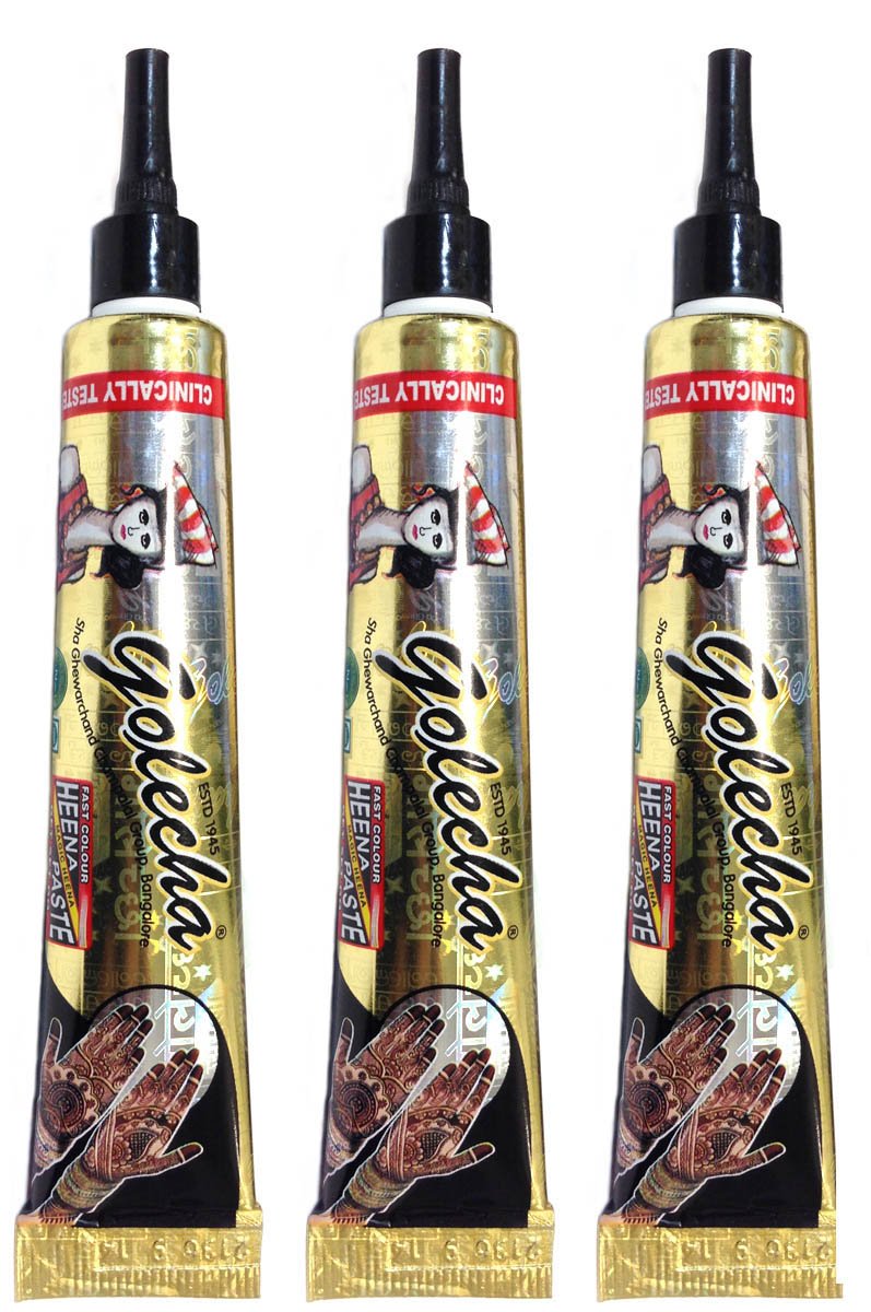 3x Golecha Mehandi Tattoo Tuben (Schwarz) 75g