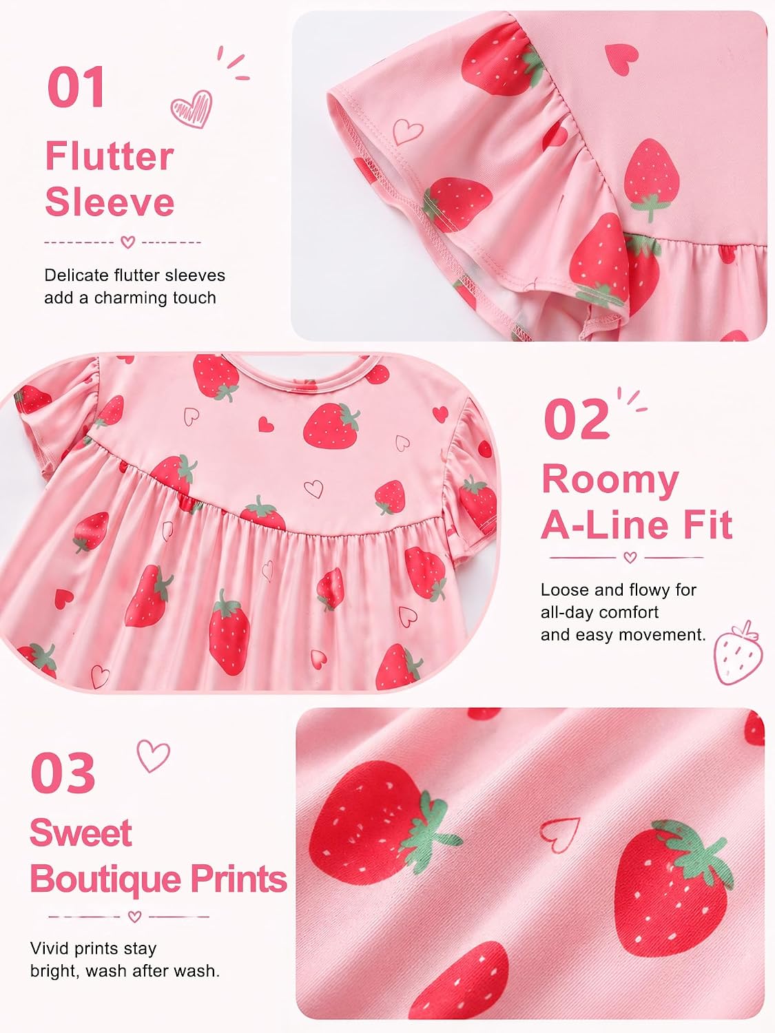 ICOSY Matching Doll and Girls Nightgowns, Soft Pjs for 18" Doll Accessories image 3