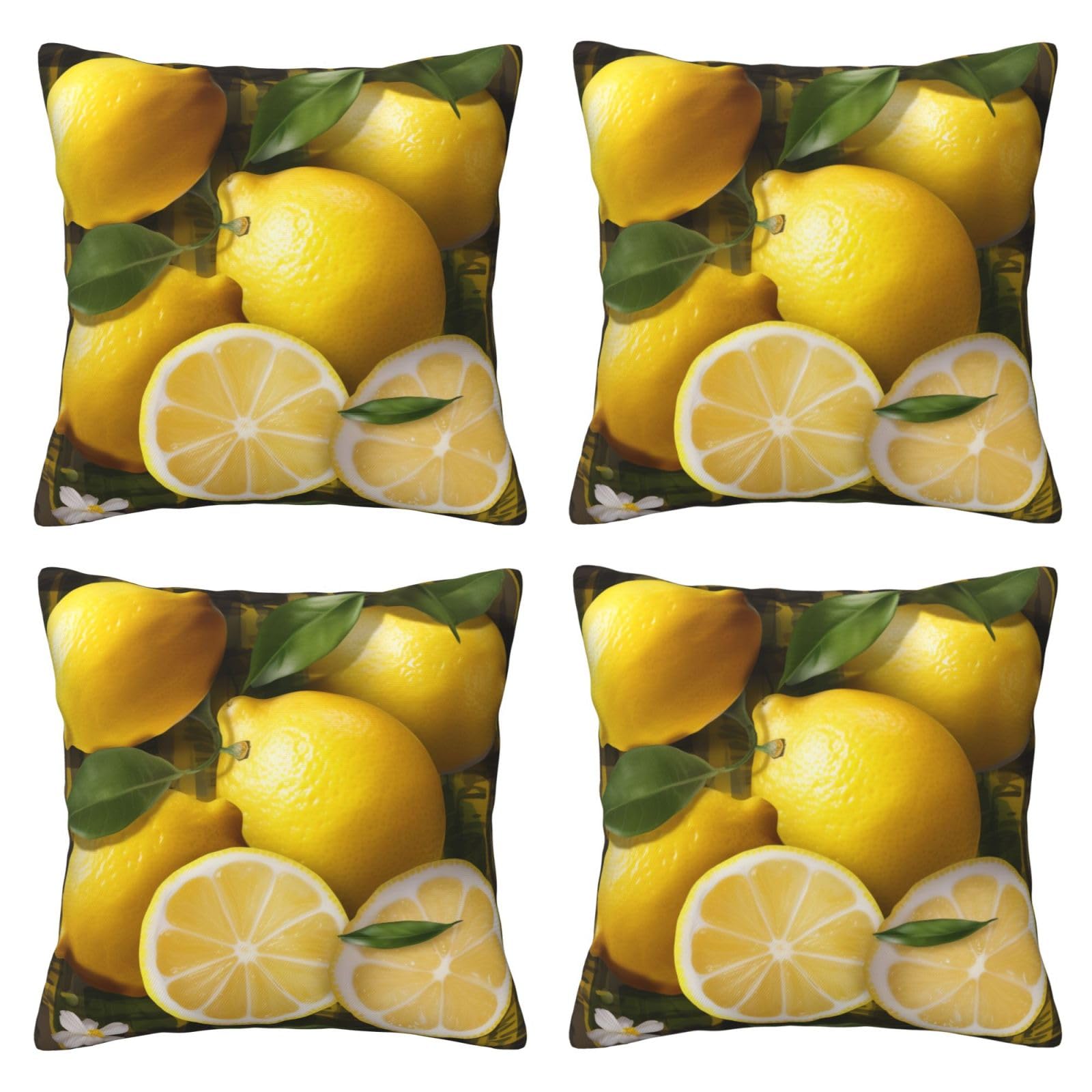 Housses de coussin jaune citron carrées et décoratives pour lit et canapé