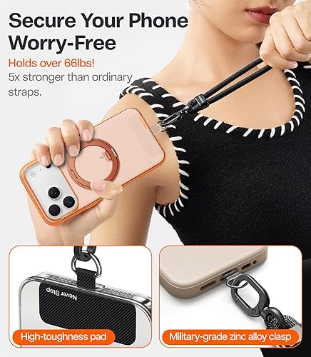 Miniatura 4 de TORRAS Correa cruzada para teléfono con 2 pestañas para teléfono, correa ajustable antirrobo para todos los teléfonos, hebillas de metal de alta