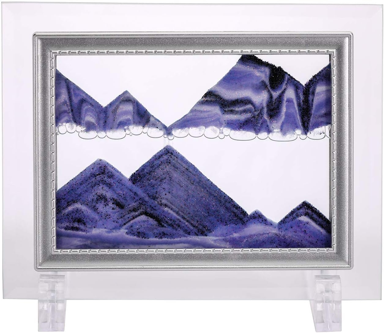 YayaCat Dynamic Sand Picture Desktop Sandscapes Art Glass Sculptures in Motion Mini Size Purple (7"×5")