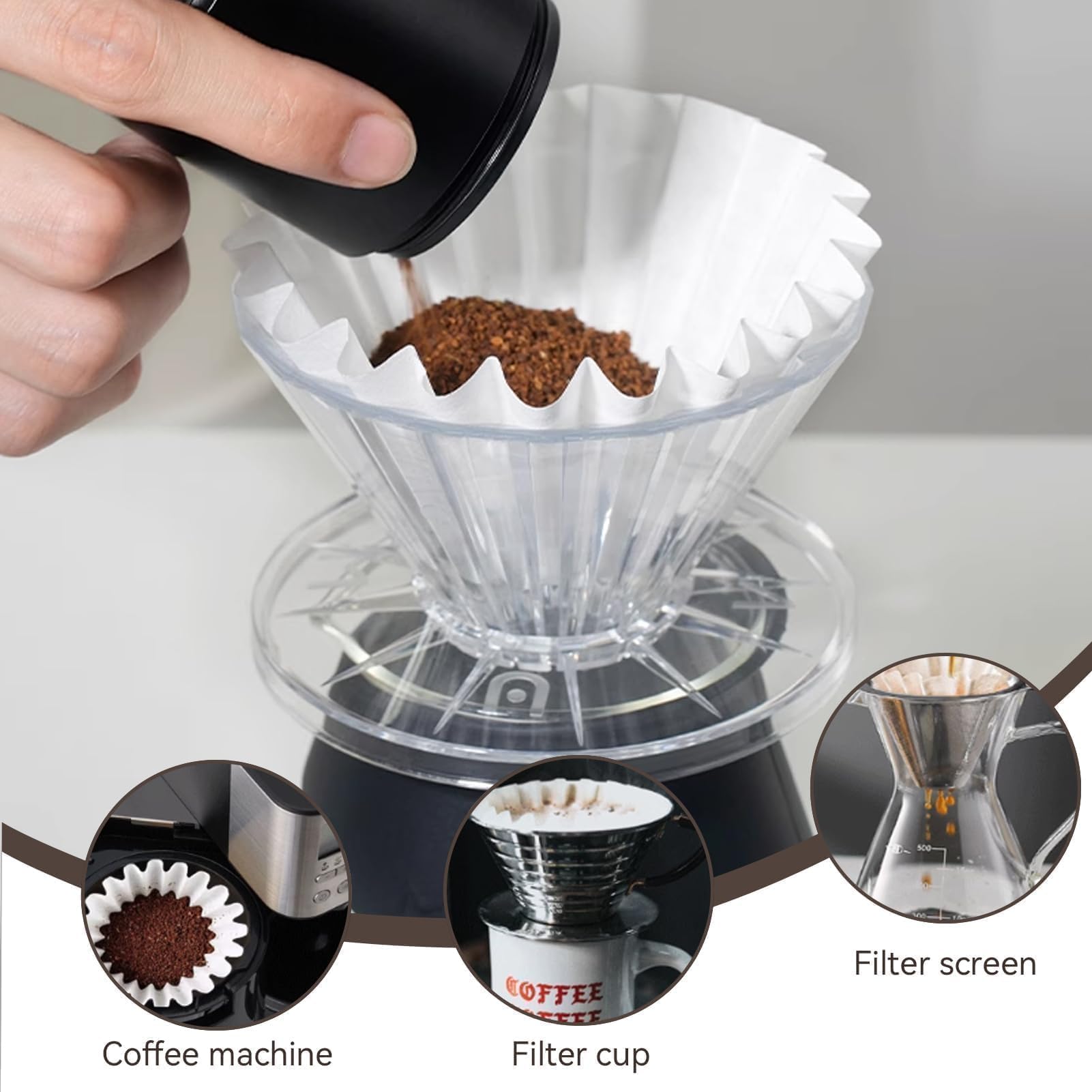 Filtri Caffe Americano, Coffee Filter Paper, Come Una Ciotola Sostituzione Dei Filtri Di Carta Da Caffè Usa E Getta Accessorio Di Ricambio Per Carta Da Filtro Per Caffè Per Caffettiera(100)