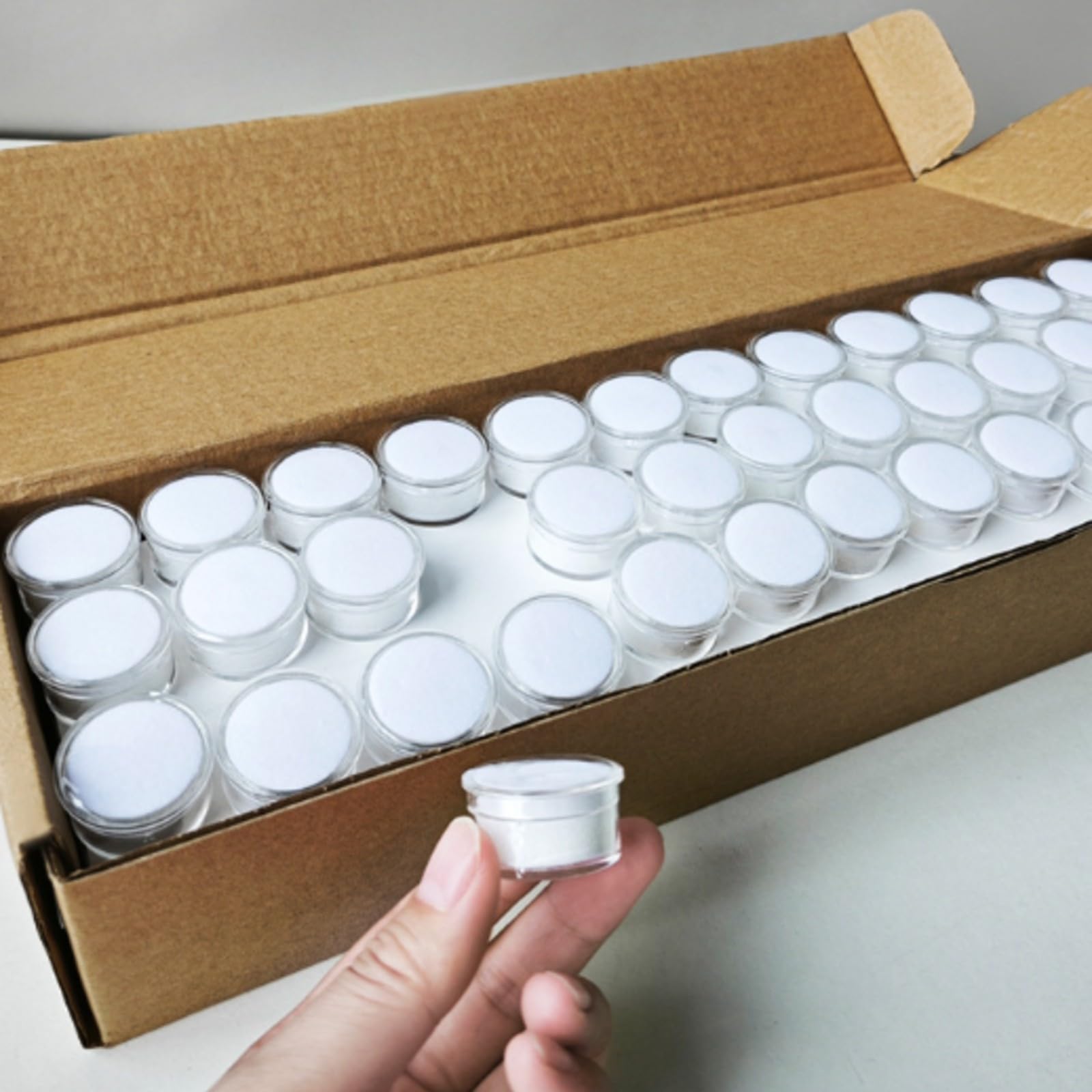 Milageto 144 Piezas Tarro Apilable Transparentes | Compacto, Versátil, Tarro Farmacia con Tapa, para Talleres, Joyeros,