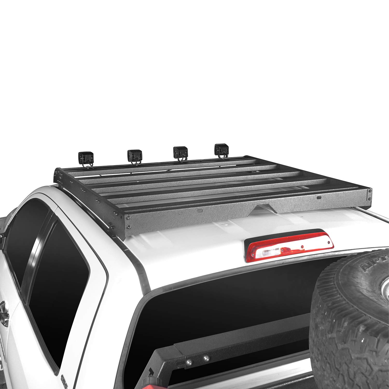 Hooke Road Tundra Steel Roof Rack Cargo Carrier Basket with 4×18W LED