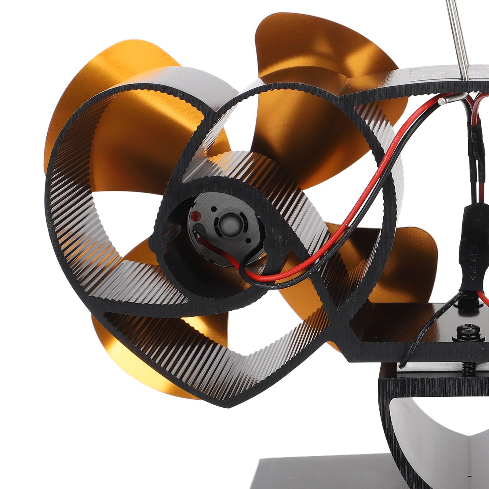 SIXRUN Ventilador de Estufa Aleación de Aluminio 4 Aspas Ventilador de Estufa de Leña Reemplazo de de Chimenea Accionado por Calor de Doble Cabezal para de Queroseno de Leña Calefacción del Hogar