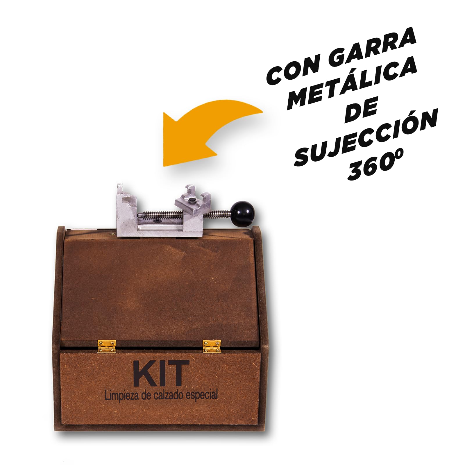 ORIGINAL BOX, Limpieza de Zapatillas, Limpia Zapatos, Kit Limpieza Zapatillas, Incluye Garra Metálica de Sujección 360° Hormas Hombre Hormas Mujer Pastillas Cepillo Bayeta Cremas