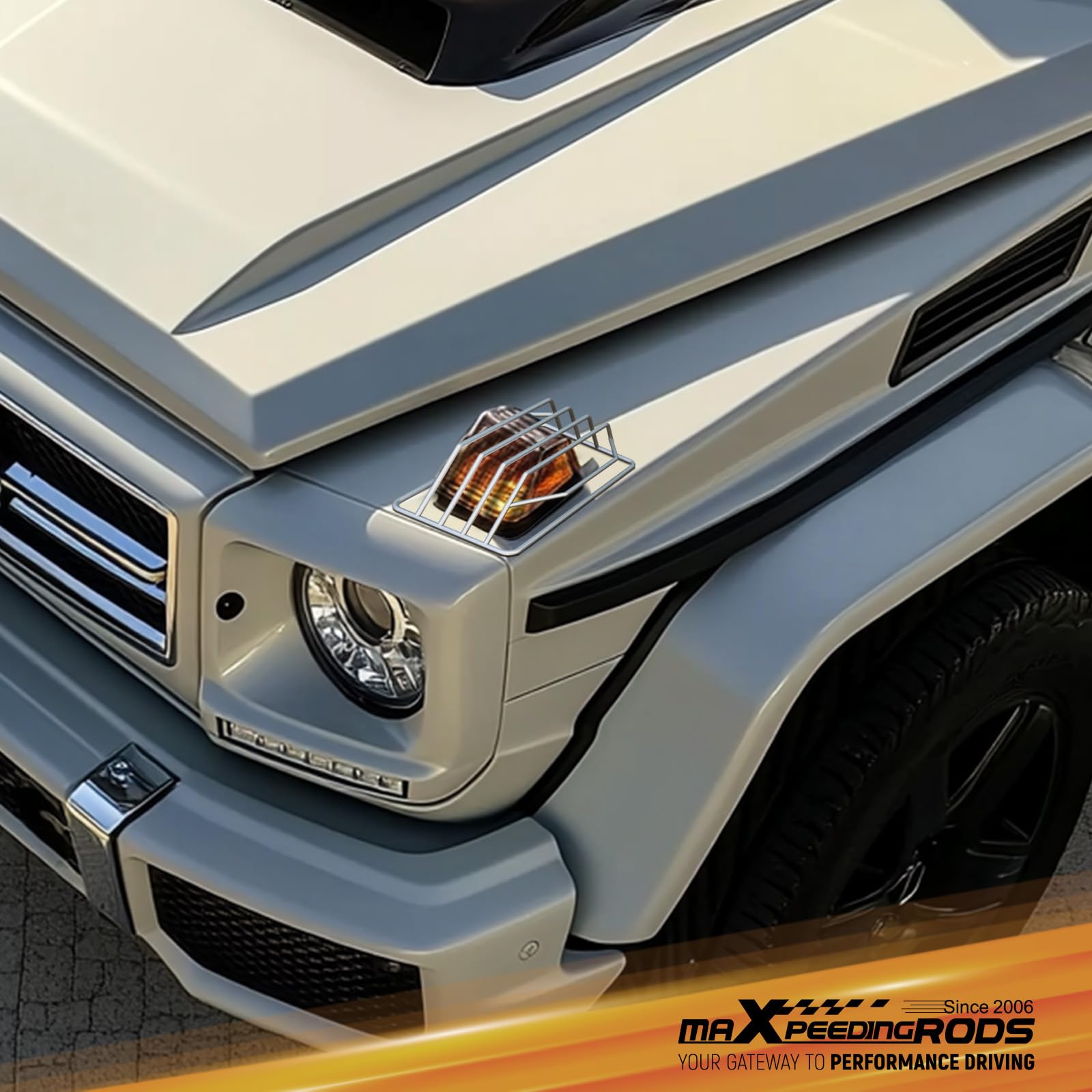maXpeedingrods 2 rejillas de protección de intermitentes de acero Acero para Mercedes-Benz Clase G W460 W461 W463 Front Blinker Protección Cubierta