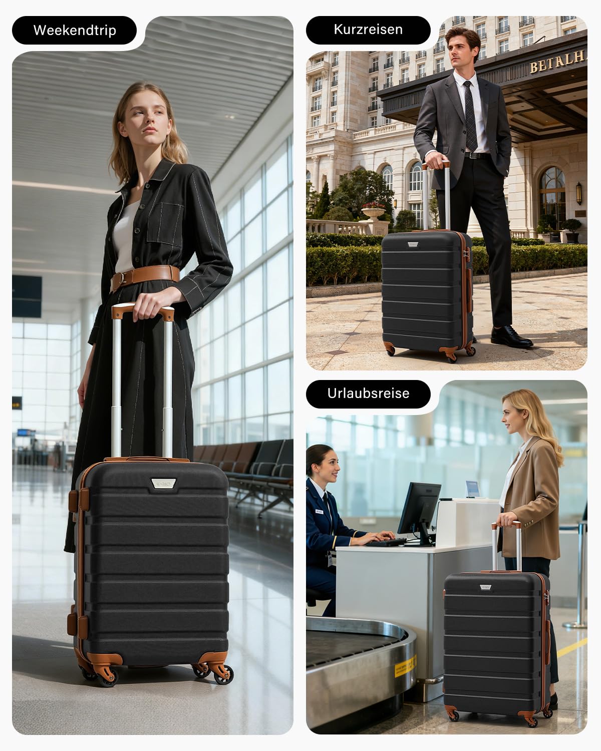 COOLIFE Walizka ultralekka i pojemna twarda walizka, zamek szyfrowy z TSA, 4 kółka ułatwiające transport, ciemnobrązowy, 67cm, nowoczesny