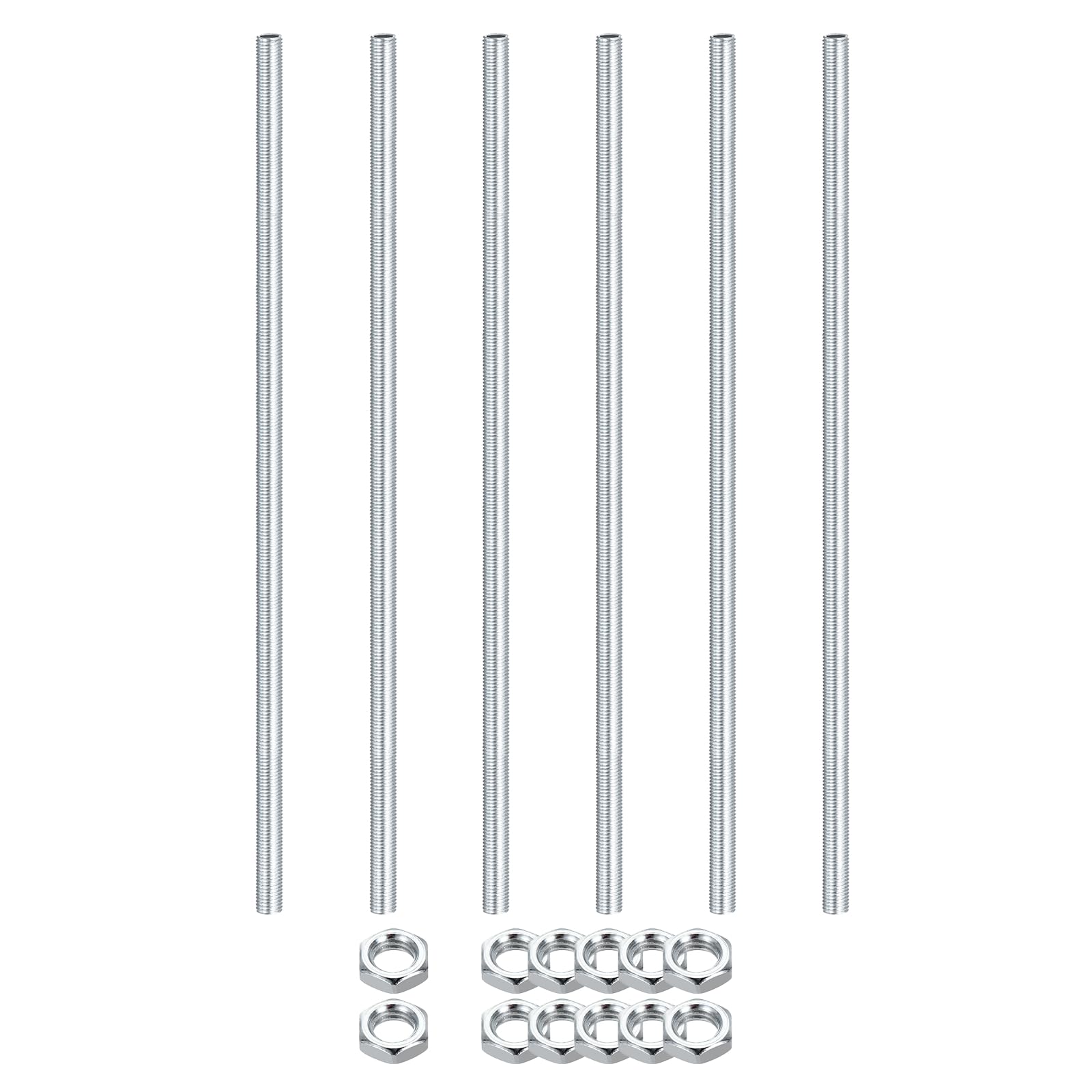 sourcing map Lamp Pipe Nipples Kit with Lock Nuts M8x1 6Pcs 250mm โ image 1