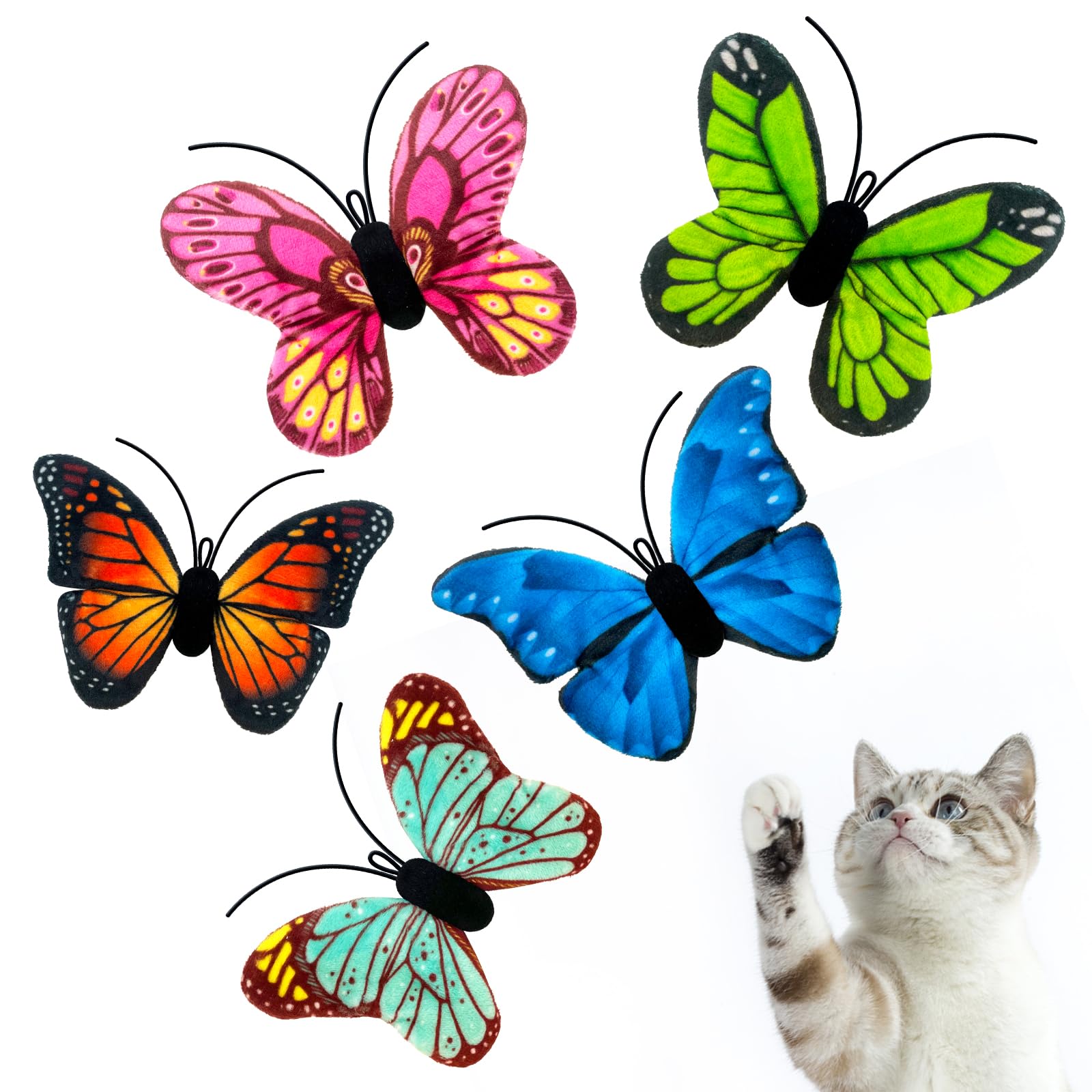 Lepawit Catnip Toys for Indoor Cats, 5 Pack Butterfly Catnip Toys with Crinkle, Cat Toys for Indoor Cats & Kitten & Kitty