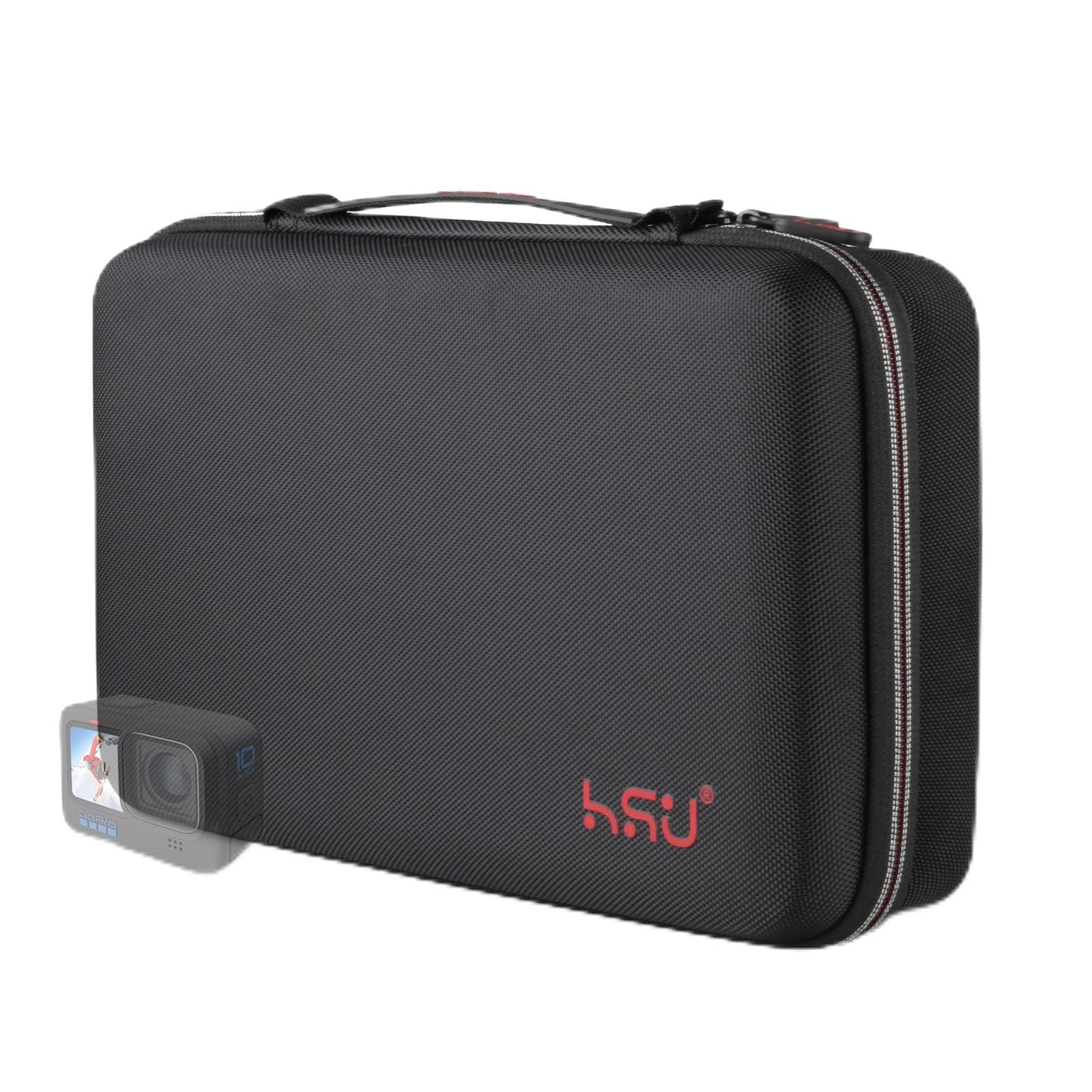 HSU Sac de Transport pour GoPro, Etui de Protection étanche à la Surface pour Caméras d'action Hero 12/11/10/9/8/7/6/5/4/3 et Accessoires