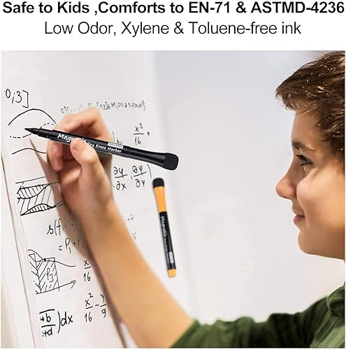 Miniatura 4 de Browill - Rotuladores magnéticos de borrado en seco, punta fina, marcadores de pizarra blanca de olor suave para niños y colegio, trabajo en pizarra