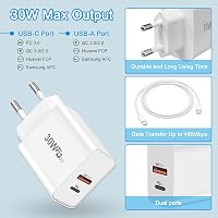 cshare 30W USB-C Gyorstöltő PD 3.0 PPS Technológiával - 2 Portos Töltő Google Pixel, iPhone, Samsung Készülékekhez 2m Kábellel 2