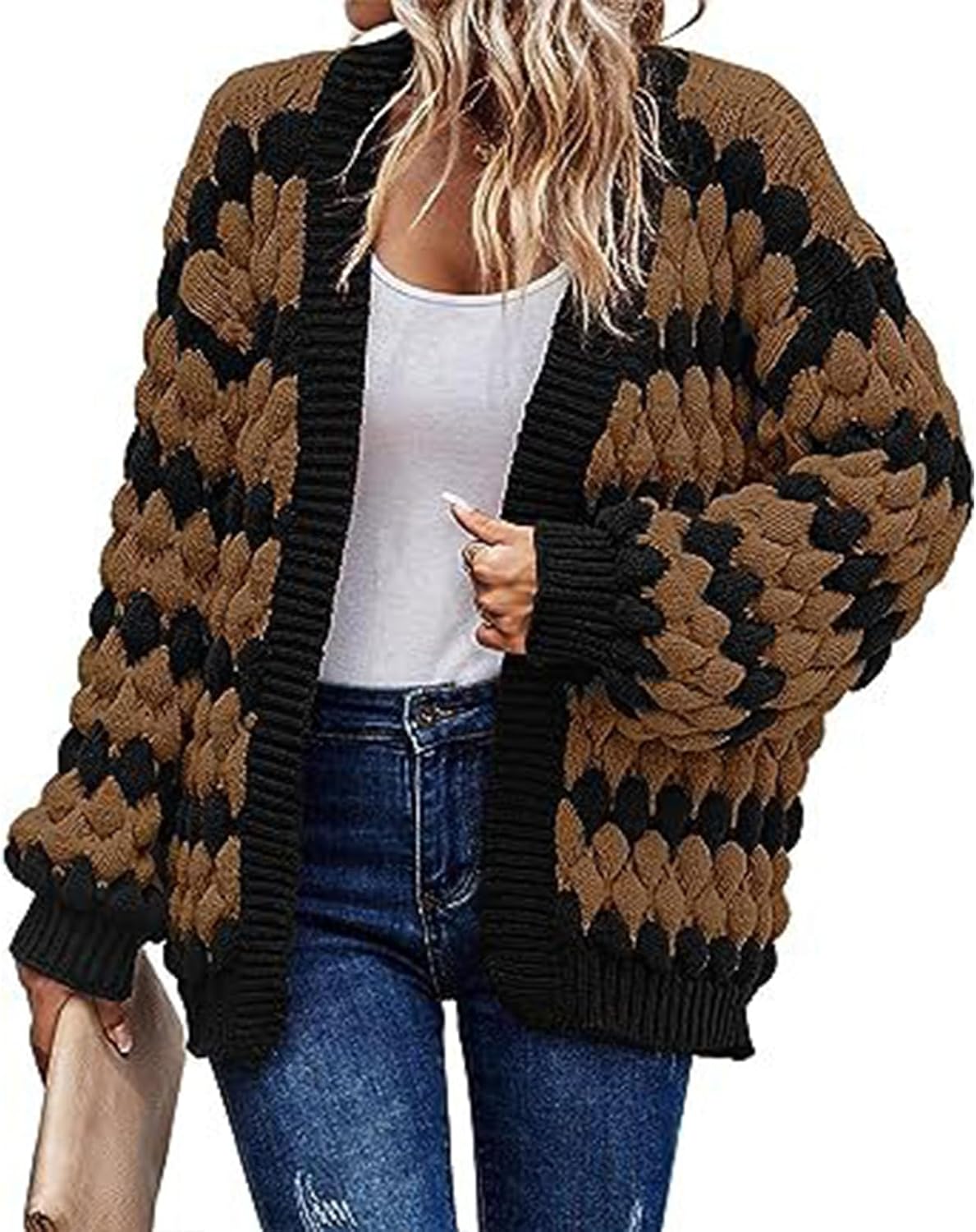 Cardigan Sweaters for Women Casual Long Sleeve Open Front Chunky Knit Sweaters Cable Knit Winter Sweater Coats Outwear