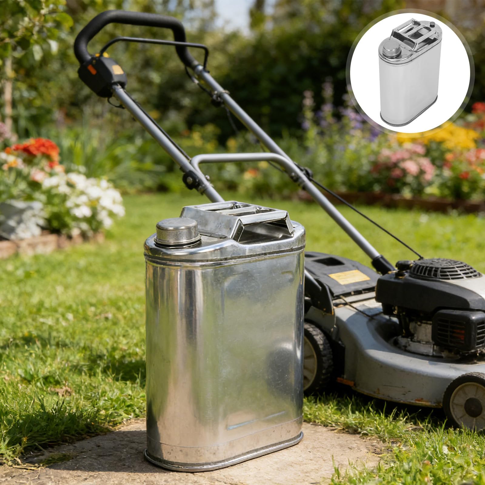NUOBESTY Jerrican en Acier Inoxydable 10l avec Bec Verseur Ventilé et Poignée Ergonomique, Réservoir Étanche pour Eau et Plantes de Jardin en Extérieur