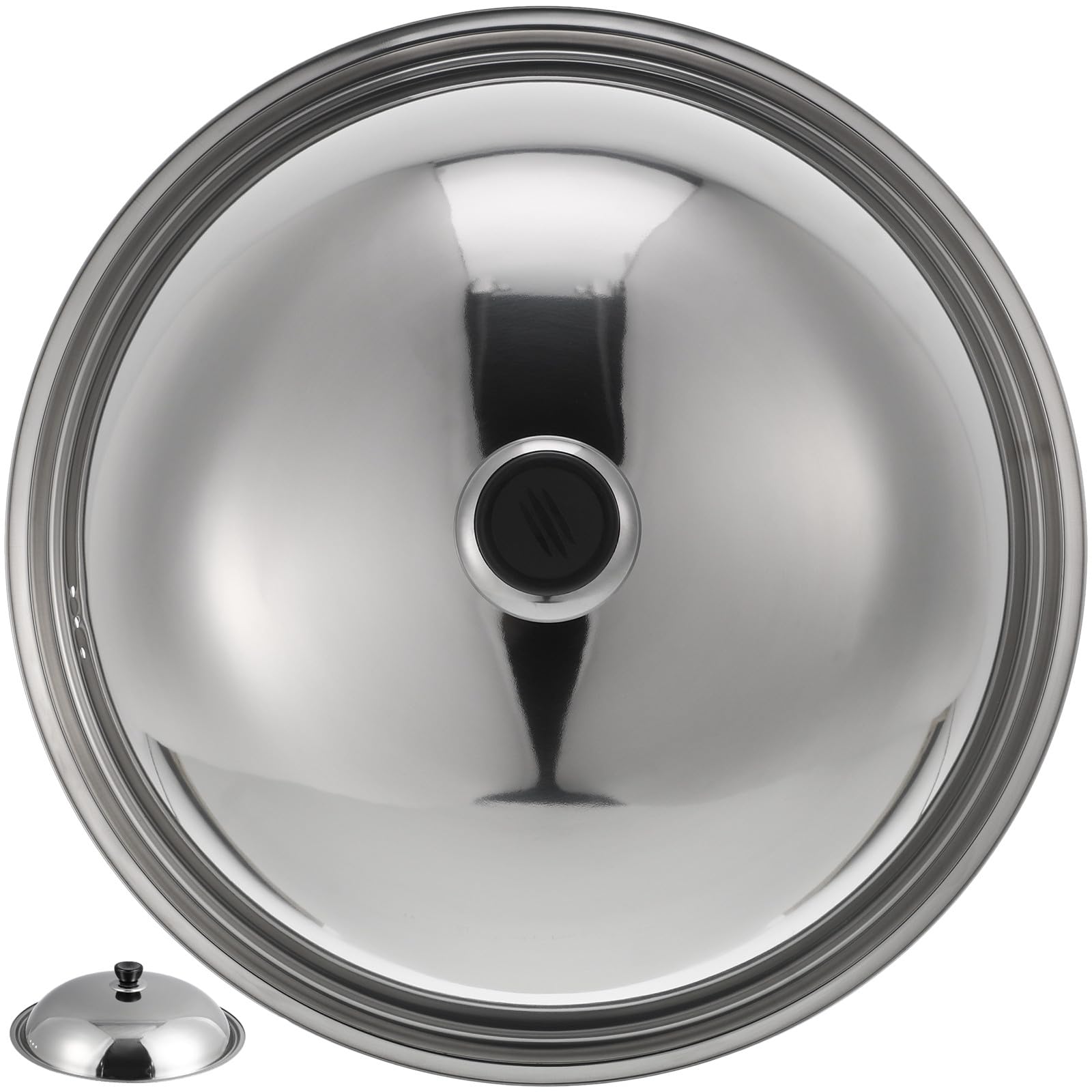 Edelstahl Topfdeckel mit Knauf, Anti Verbrühung, Silber