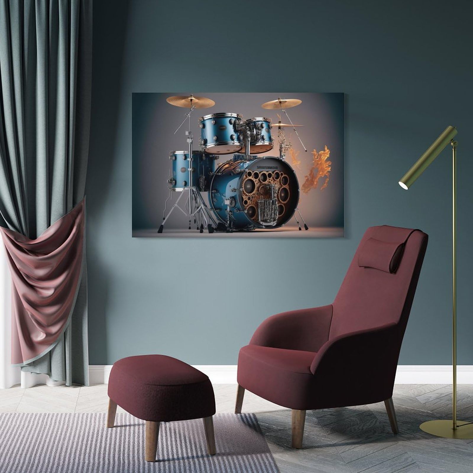 Junmoney Drum Wall Decor Canvas Print, 20x30inch(50x75cm), for Wall Displays, Bedrooms Or Room Updates, Wall Decor Suited to Curated Displays