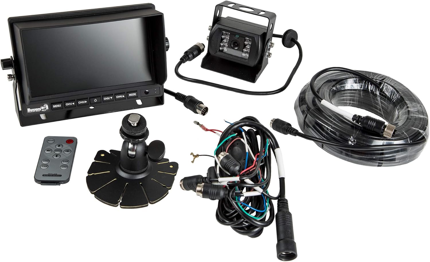 Buyers Products 8883040 Rearview Backup Camera System W/Night Vision, 7″ 4 View Monitor & Remote Control, Backup Camera for Trucks, RVs, Trailers, Vans, Reverse Camera For Trucks