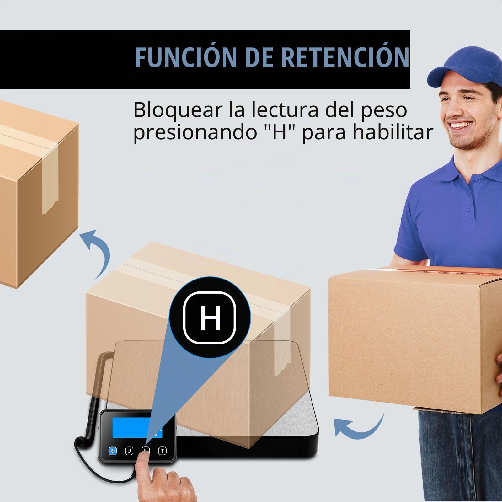 Báscula para Paquetería Digital 200kg/440lb, Balanza Postal Precisión de 10g/0.35oz con Función de Retención y Tara, Balanza para de Envíos para Oficina, Paquetería, Pequeña Empresa