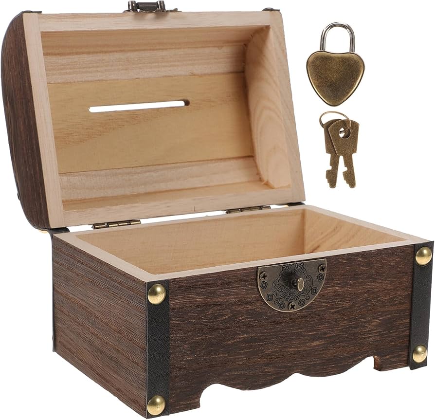 Amazon.co.jp: FRCOLOR 貯金箱 宝箱 鍵付き アンティーク 宝箱