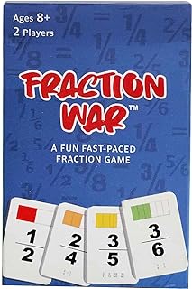 Fraction War Math Game - Fun Math Game to Learn, Compare and Simplify Fractions for 2nd Grade, 3rd Grade, 4th Grade, 5th Grade (1 Pack - Red White & Blue)