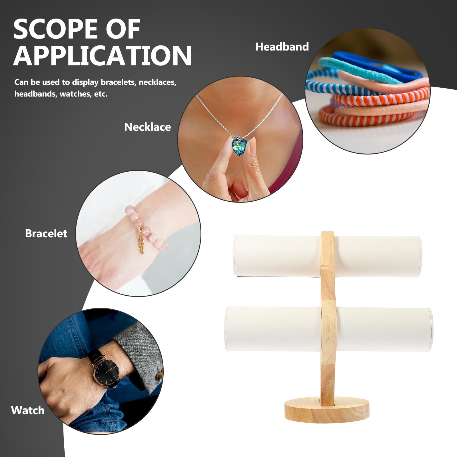 SOIMISS Holz Armbandständer Und Uhrenhalter T-Form 2-Stufiger Schmuckorganizer Für Armbänder Uhren Und Haarspangen Elegante Aufbewahrung Für Schmuck Und Accessoires