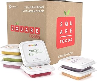 Square Food Organic Baby Food Purees | Soft Food Sampler Pack | Fresh & Dietitian-Designed Veggie-Forward, Balanced Meals | Low Sugar. No Added Sugar | Allergen Intro Options (7 Pack, 4 oz)