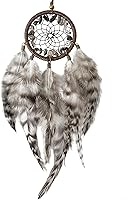 Vista 9 de Mini atrapasueños – Pluma de pollo con ágata gris, pequeño atrapasueños hecho a mano para dormitorio, un atrapasueños para niñas y niños, decoración