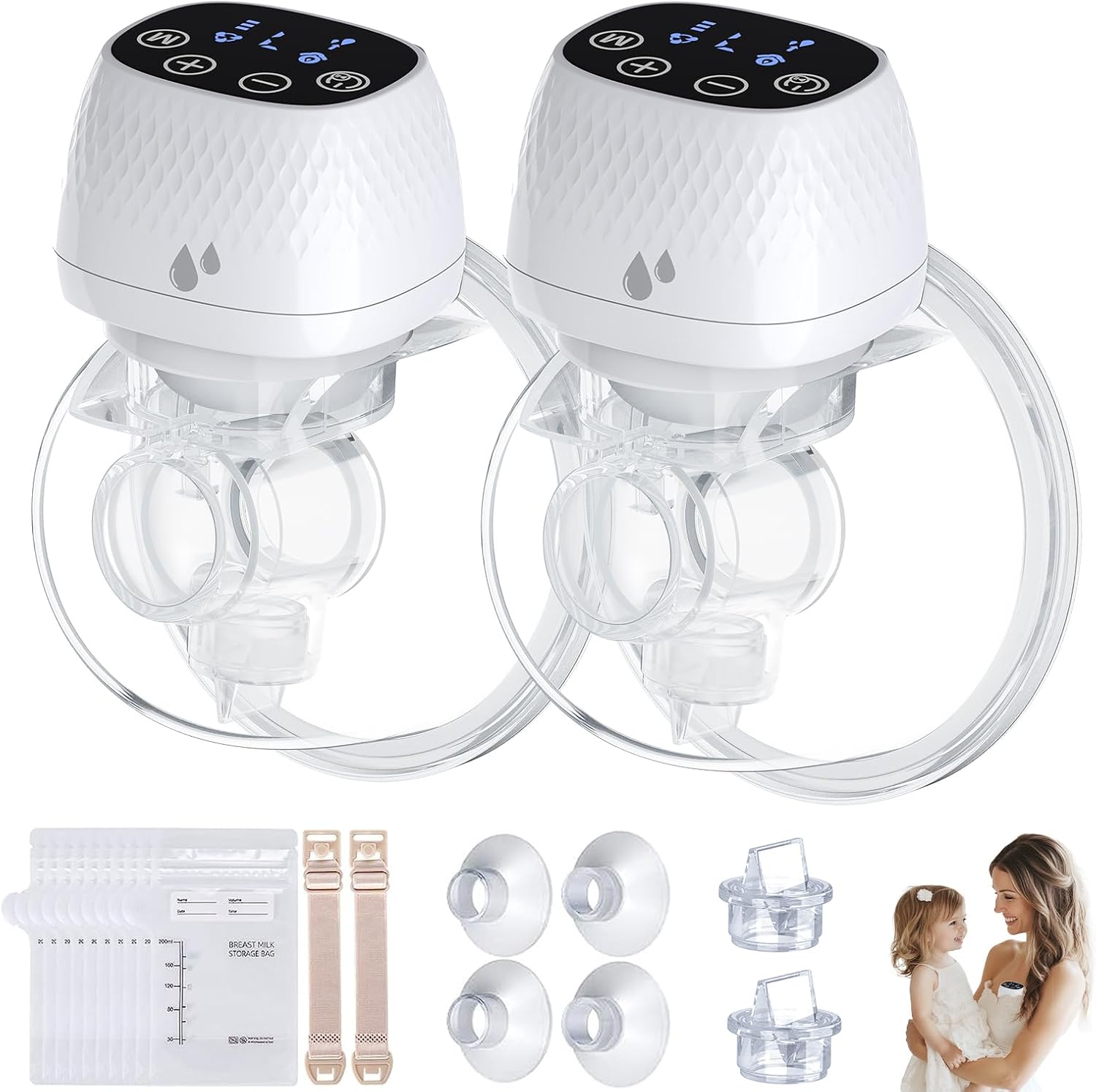 ASAHINA Hands Free Breast Pump S12 Updated, Wearable Breast Pumps of Longest Battery Life & Touch Screen, Double Portable Electric Breast Pump with 3 Modes 9 Levels Suction-19/22/25mm Flange, 2 Pack