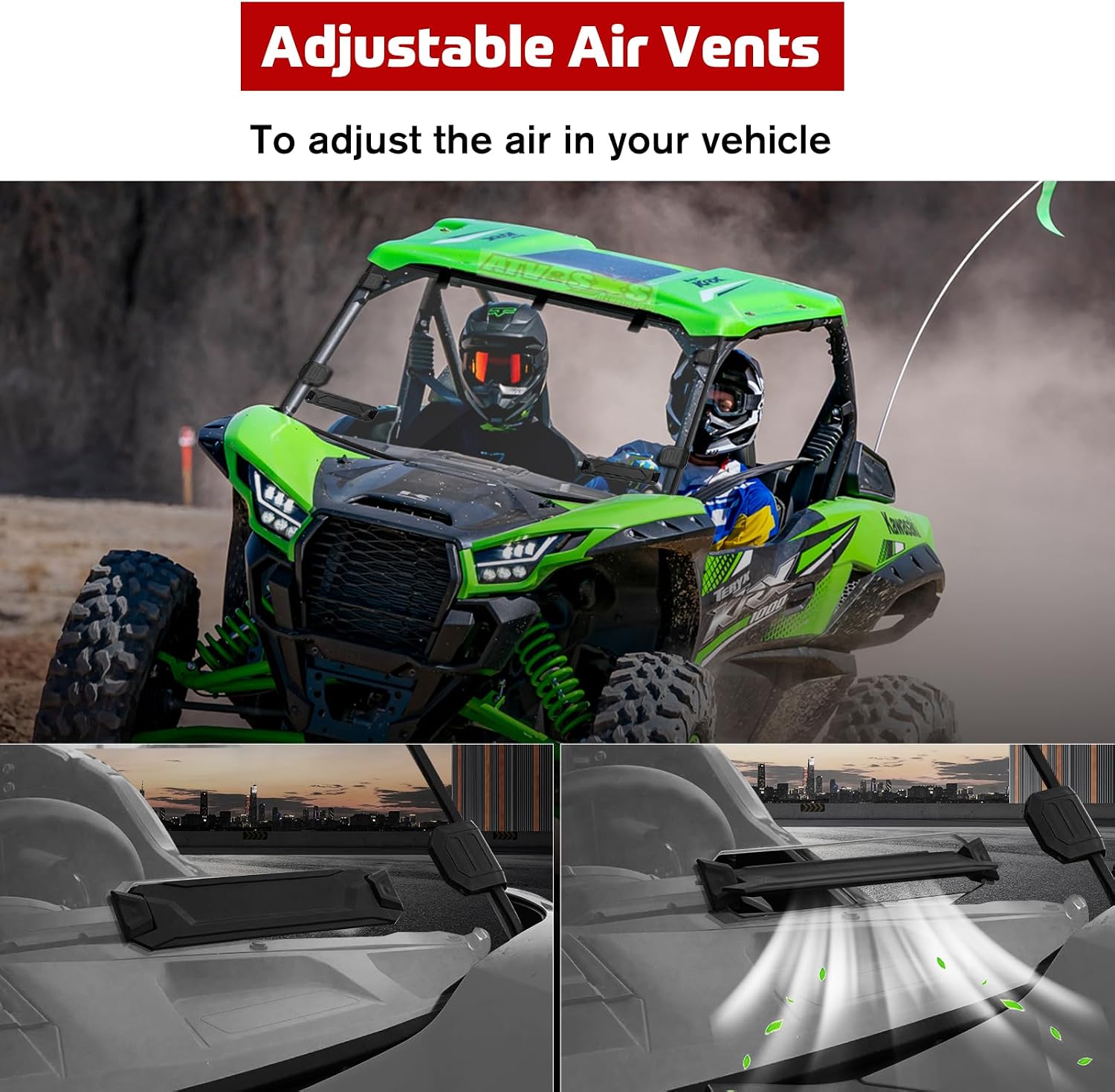 Full Windshield for Kawasaki Teryx KRX 1000, Front Vented Windshield Hard Coated Polycarbonate Scratch Resistant Window for Kawasaki Teryx KRX 1000 2020 2021 2022 2023 2024 Accessories