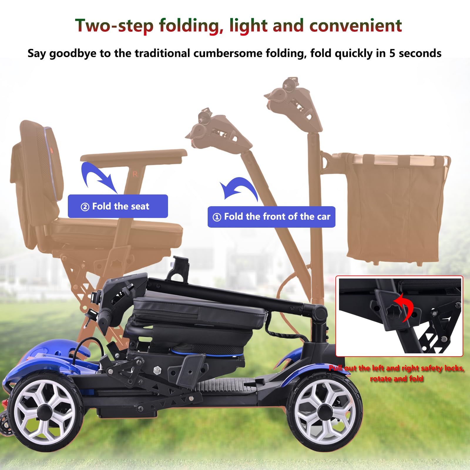 Scooters De Movilidad Ligeros De 4 Ruedas para Adultos,Scooter De Movilidad Plegable,Scooters para Personas Mayores,Carga 130 Kg/287 Lbs,para Personas Mayores Discapacitadas 20AH