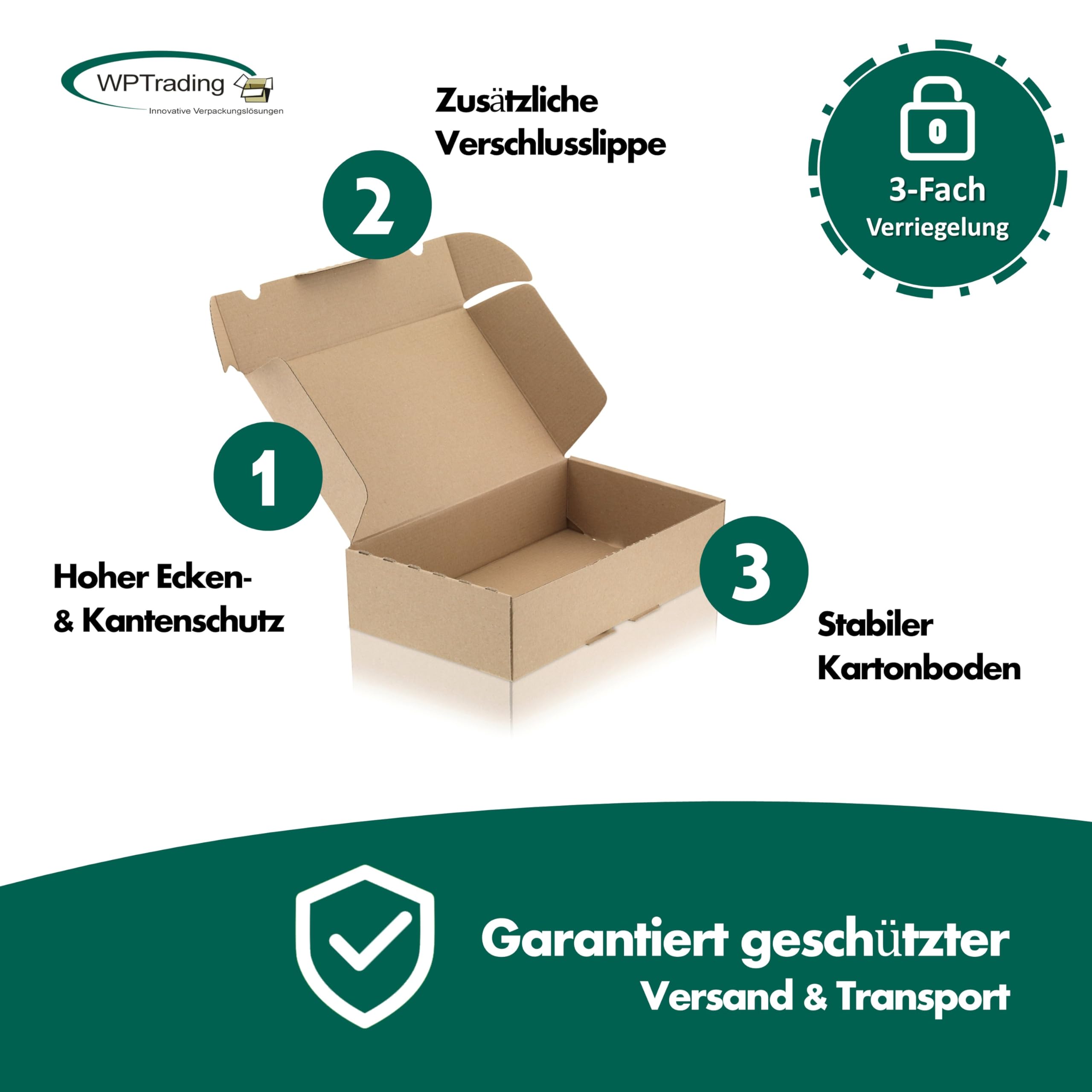 250 Stück Maxibriefkarton 180 x 130 x 45 mm 1-wellig Braun - Faltkarton mit Steckverschluss als Maxibrief für Warenversendung - Versand Kartonage für Päckchen - Karton Versandverpackung