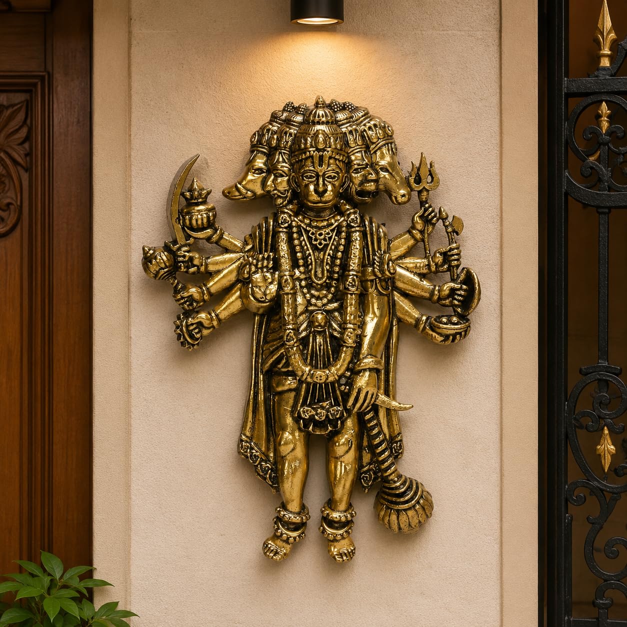 Buy TAPAS HOMES Brass Panchmukhi Hanuman Wall Hanging Idol | Fine