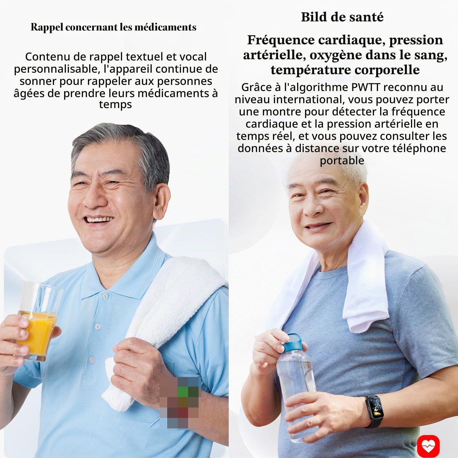 Montre Connectée avec Détecteur de Chute, Montres Intelligentes Surveillance De La Santé des Personnes Âgées, Bracelet De Positionnement GPS,Black