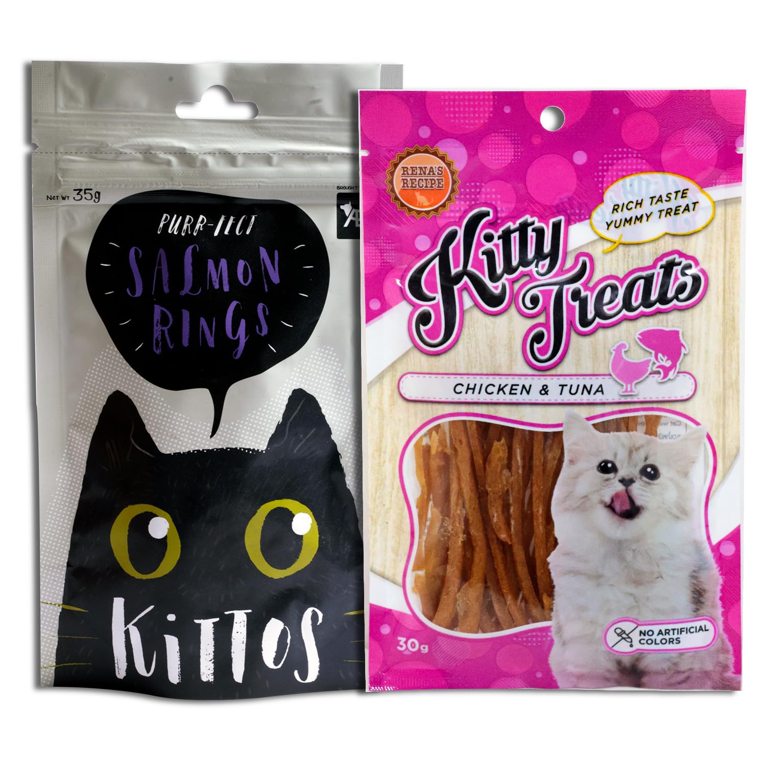 Cat Snacks Combo-Kittos Protein Rich Salmon Rings (35g) and Cataholic Kitty Treats Soft Chicken & Tuna Sticks (30g) – All Breeds for Training & Rewards (B08Q4FBQ9C) Amazon Price History, Amazon Price Tracker