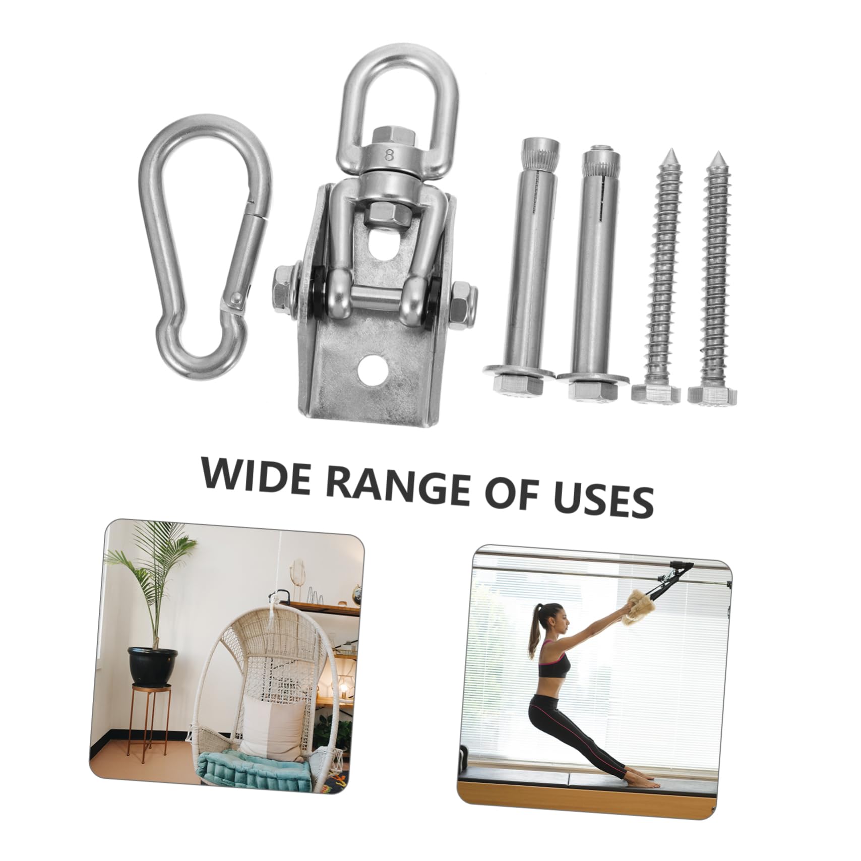 BESTonZON 1set Ganci Acciaio Inossidabile Per Amaca e Altalena Capacità Di Carico Elevata Facile Installazione Include Viti Struttura Robusta e Durevole
