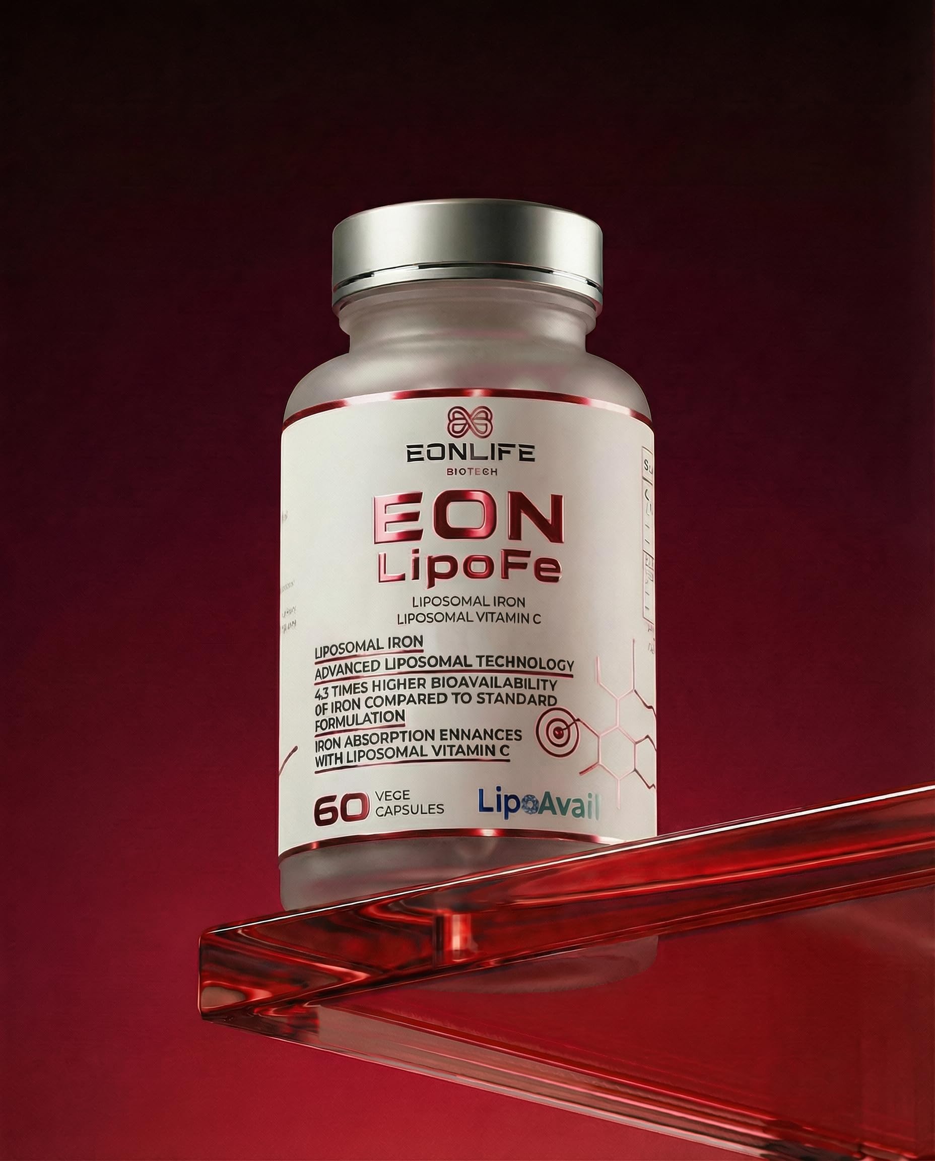 EON LipoFE – Hierro Liposomal Vegano con Vitamina C, Pack de 3 Botes | Hierro liposomal con vitamina C en cápsulas veganas.