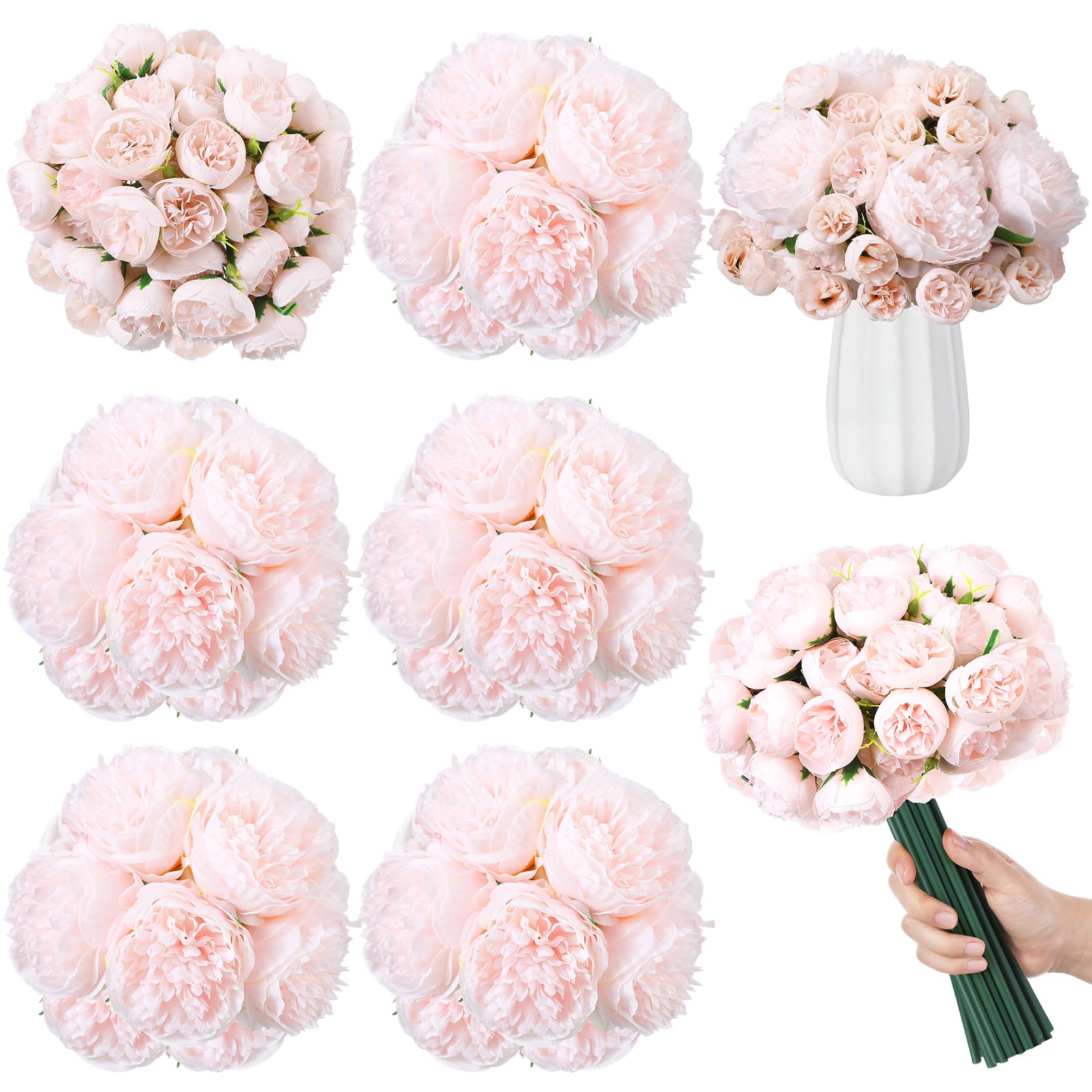 XunYee 85 Pcs Pink Artificial Peonies