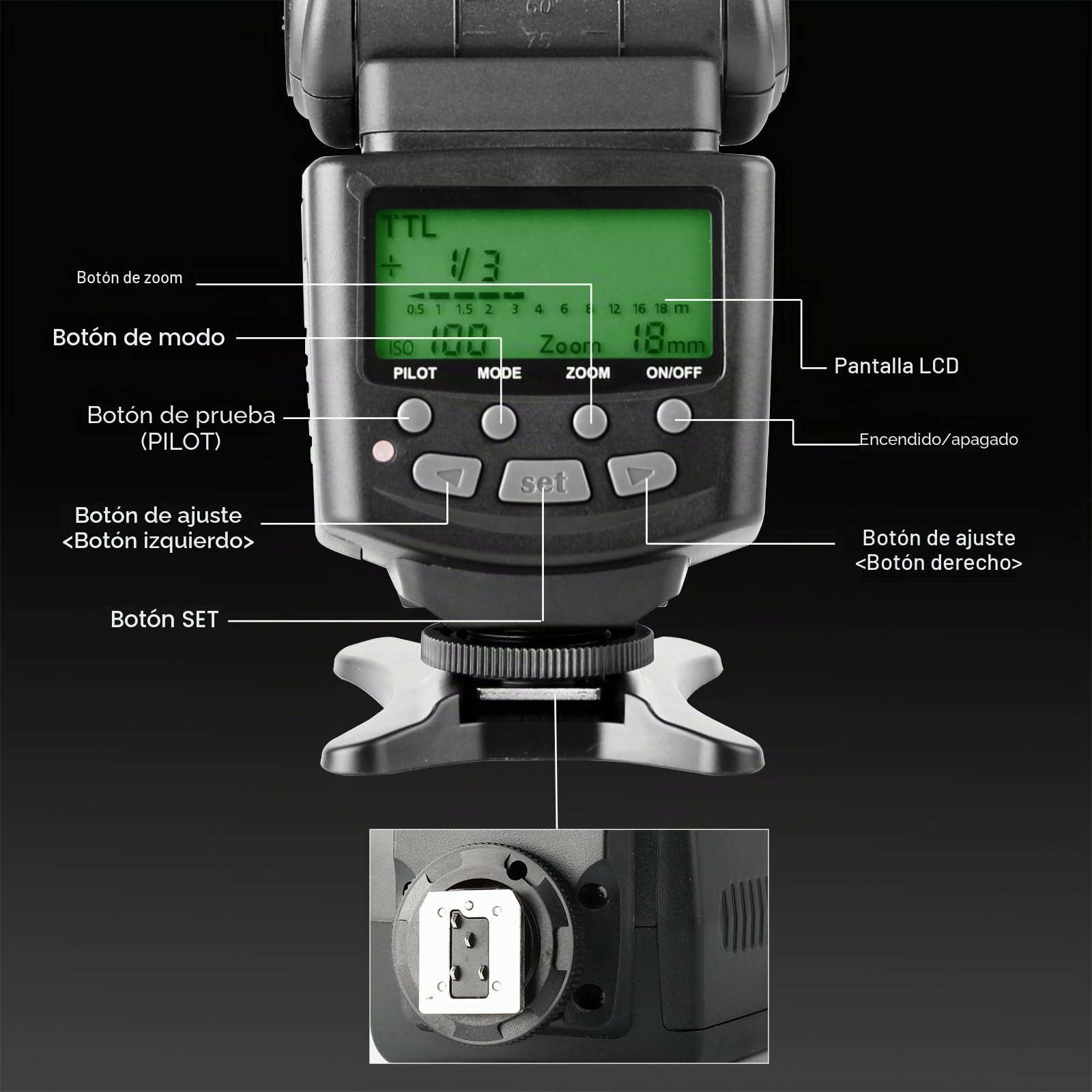 Meike MK430 TTL Flash Speedlite Compatible con Nikon D7100 D5300 D5200 D3500 D3100 D600 D800 D3200 D90 D80 D300 D7500 D780, etc.