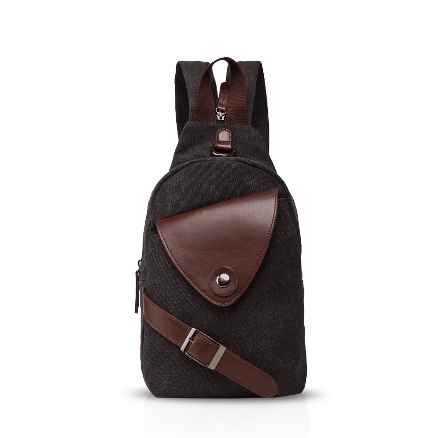 FANDARE Unisexe Sac de Poitrine Homme Sac À Dos Femme Sling Bag Toile Sac d'Epaule Sacoche Sac Bandoulière pour Affaires Université École Cyclisme Camping Voyage Casual Daypacks Noir L