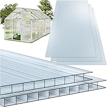tectake® Set of 10 Polycarbonate Hollow Core Sheets Weatherproof Clear UV Resistant Cutable for Greenhouses, Canopies, Sheds, Easy to Clean - 121 x 60.5 x 0.5 cm